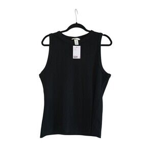 H & M Top Womens XL Black Sleeveless Stretch Shell Tank High Back Scoop NEW Top